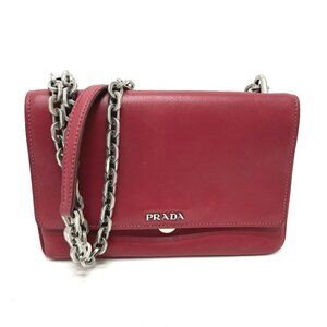PRADA Red Leather Shoulder Bag